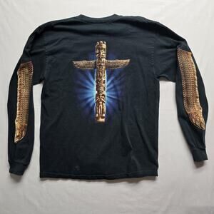Vintage Totem Pole Shirt Graphic Anvil Shirt Mens Large Black Long Sleeve 90s L